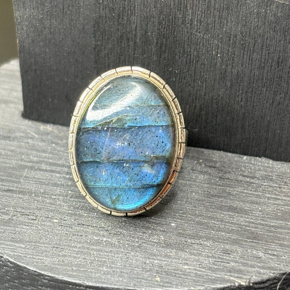 Sterling Silver Labradorite Ring Labradorite Stat… - image 1